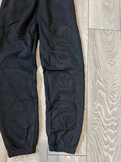 Black Supreme Satin Appliqué Joggers