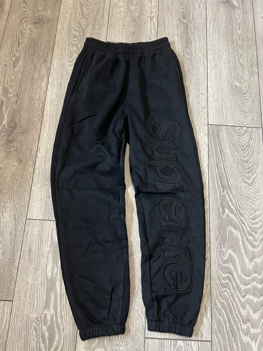 Black Supreme Satin Appliqué Joggers