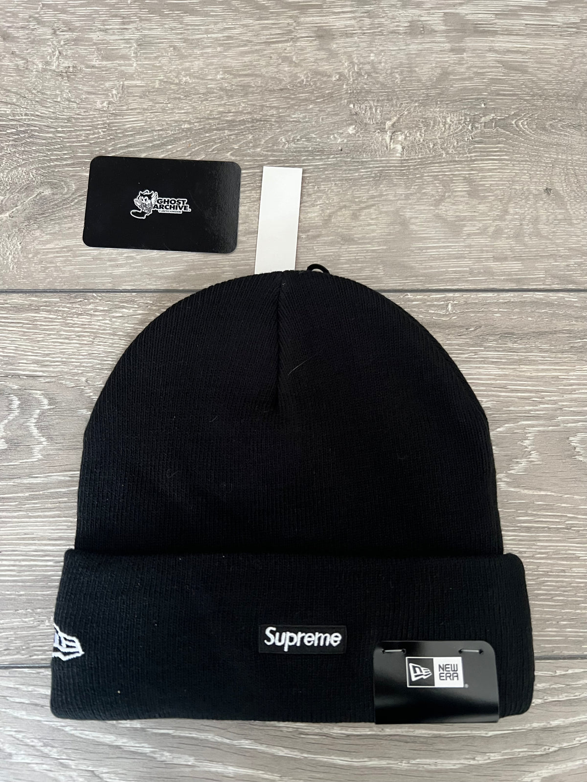 Supreme New Era Old English Black Beanie