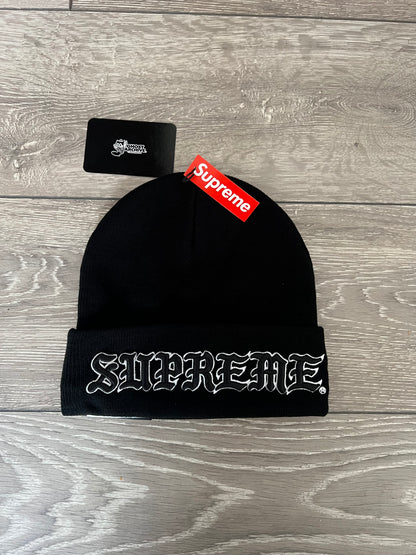 Supreme New Era Old English Black Beanie